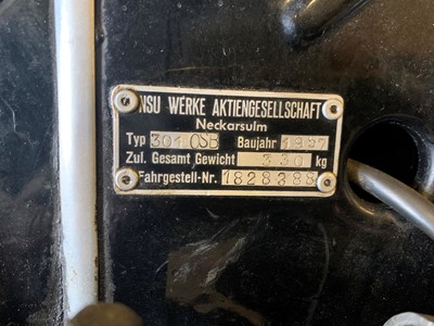 Lot 206 - 1957 NSU 301 OSB Max 'Austria'