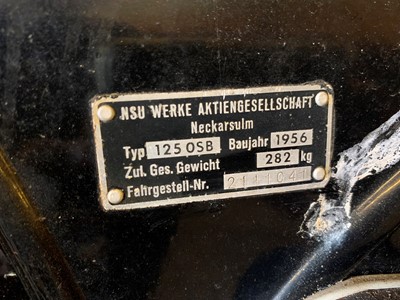 Lot 202 - 1956 NSU 125 OSB Superfox