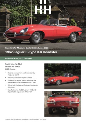 Lot 107 - 1962 Jaguar E-Type 3.8 Roadster