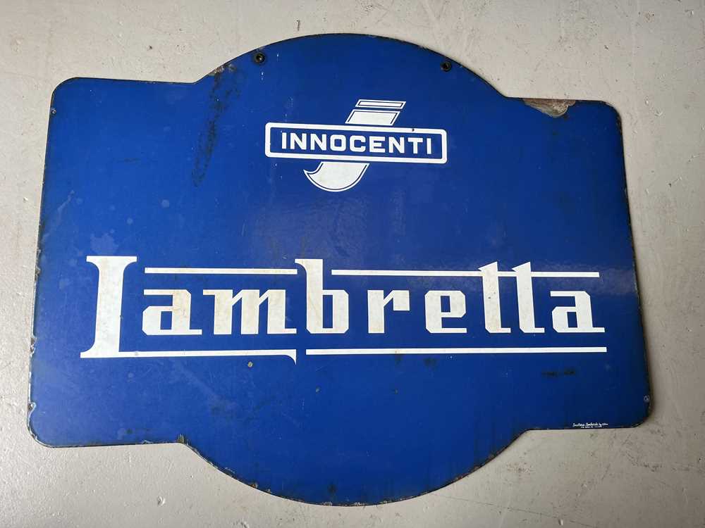 Lot 100 - 1960 Original double sided Lambretta dealer sign (Italian)