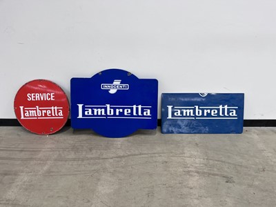 Lot Lambretta period metal signs